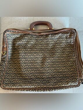 Vintage Mark Cross Logo Canvas Briefcase Tote with Leather Trim! Collectible!